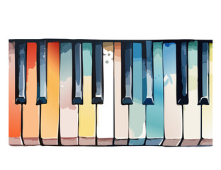 Naklejka premium 水彩で描かれたカラフルな鍵盤