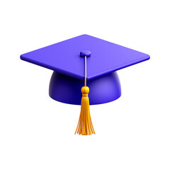 Png 3d illustration of graduation cap with tassel isolated on transparent background, symbolizing academic achievement transparent background