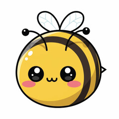 Adorable Cartoon Bee Illustration with Big Eyes and Rosy Cheeks.