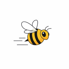 Cartoon Bee in Flight.