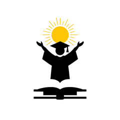 Png illustration of a graduate with open book isolated on transparent background transparent background