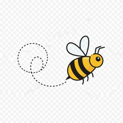 Cute Cartoon Bee Flying Vector Illustration.