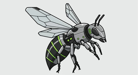 Robotic Bee A Fusion of Nature and Technology Illustration.