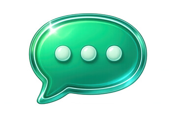 Elegant green chat bubble with three dots showing typing status appears on a clear background, ideal for messaging and communication graphics