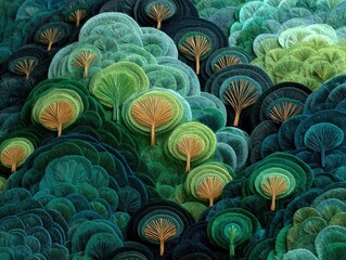 Abstract forest, layered greens