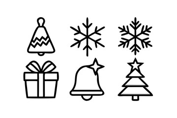 Christmas icons in line style for decoration