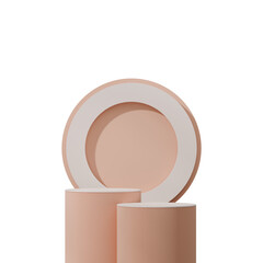 an image with circle backdrop, of a rendering 3d blank space brown color curved cylinder