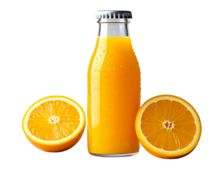 Cold-Pressed Orange Juice in Glass Bottle, Healthy Detox Concept, Isolated