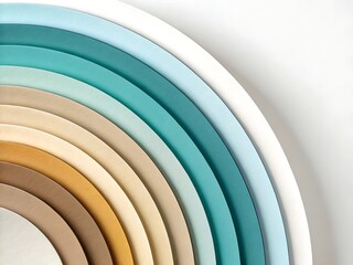 Fototapeta premium A colorful layered rainbow shape on a white background with smooth curves