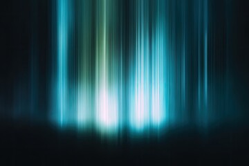 Abstract vertical light streaks in teal and green on a dark background