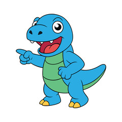 Funny Dinosaur Cartoon Character Pointing Illustration