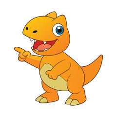 Funny Dinosaur Cartoon Character Pointing Illustration