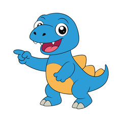 Funny Dinosaur Cartoon Character Pointing Illustration