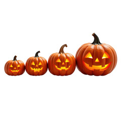 Four Glowing Jack-o'-Lanterns in a Row for Halloween Celebration