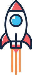 Rocket icon. Spaceship flat design