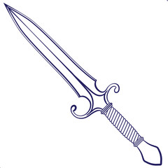 High-Detail Vector Illustration Icon of Curved Dagger Sword with Clean Line Art Set • Retro Modern Graphic Design Element Background Symbol