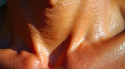 Obraz premium Close-Up View of Skin Texture and Natural Contours on a Human Neck Area