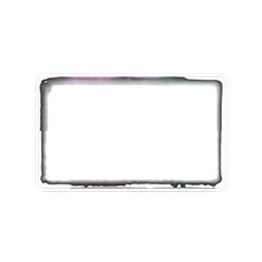 Isolated Empty White Rectangular Frame With Dark Rough Edges on a White Background