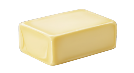 A whole rectangular block of fresh butter isolated.