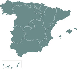 Detailed map illustration of the country of Spain
