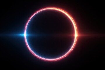 Obraz premium Circular neon glow on black background