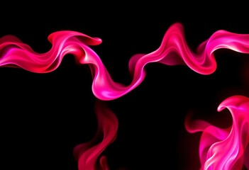 Vibrant pink flames dance dynamically against a stark black backdrop,  fire pink,  pink