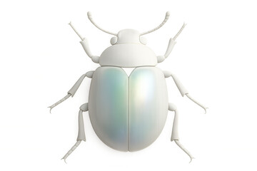 White, stylized 3d beetle with iridescent sheen on its elytra, isolated on a transparent background, ideal for nature-themed projects