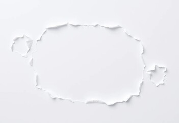 Naklejka premium White background with several jagged, irregularly shaped tears showing underlying gray, vintage, old texture
