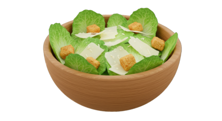 Fresh Caesar Salad in a Brown Bowl.
