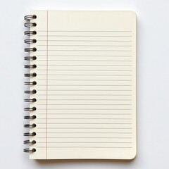 Blank Spiral Notebook with Lined Pages on White Background