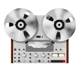 Vintage audio recording machine on transparent background. 3D illustration
