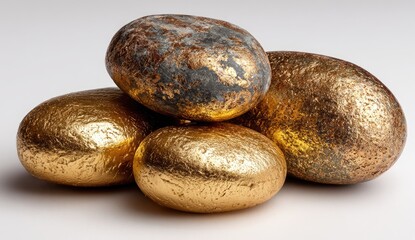 Golden, textured stones stacked