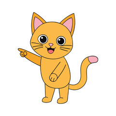 Cute Cat Pointing Vector Illustration