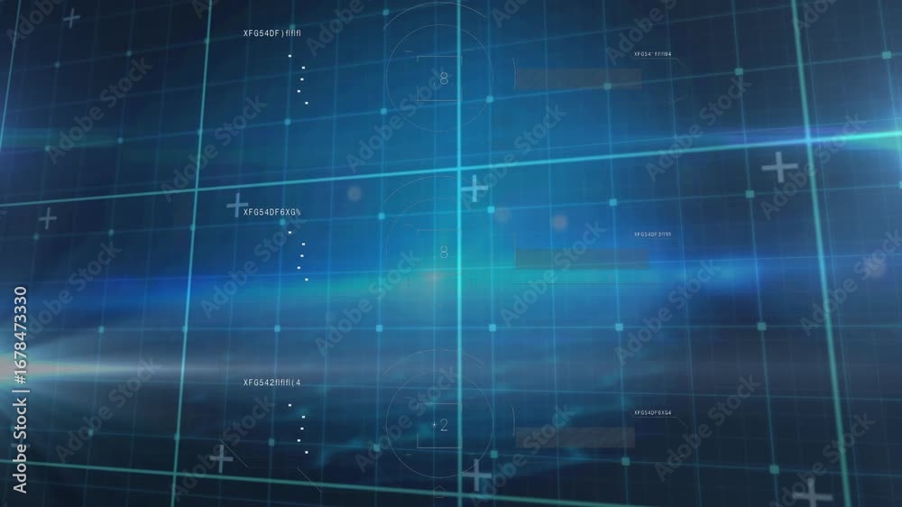 Wall mural animation of molecules data processing and globe in blue space