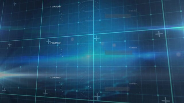 Animation of molecules data processing and globe in blue space - Powered by Adobe