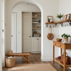 Modern Cozy Interior Design of Elegant Home Entrance and Hallway