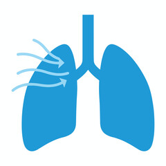 Simplified diagram illustrating air flowing into healthy human lungs.