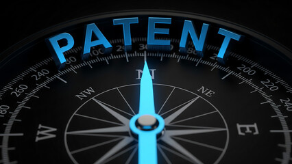 Compass pointing towards innovation and patents