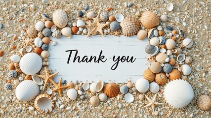 Obraz premium Coastal Appreciation - Shell Sign Expressing Thanks