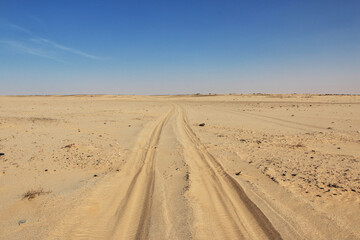 The road of Sahara Desert, Mauritania, West Africa