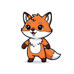 Cute cartoon fox standing on a transparent background isolated on transparent background