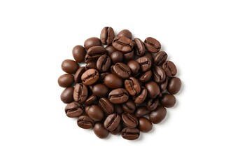 roasted coffee beans isolated on white background