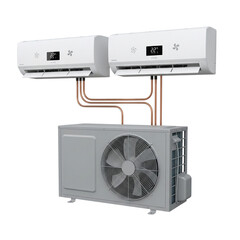Fototapeta premium Modern dual zone air conditioning system isolated on transparent background