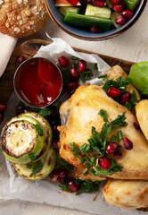 Roast chicken for dinner or holiday. Healthy eating.