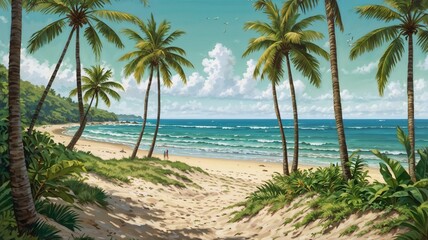 Fototapeta premium palm trees on the beach