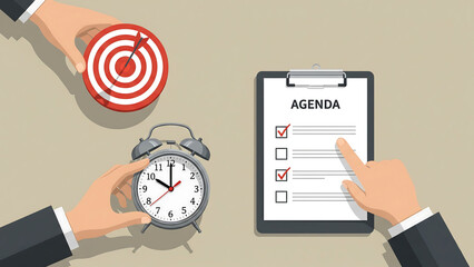 Business planning with agenda clock and target