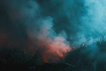 Fototapeta premium Night scene with vibrant colored smoke