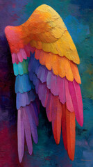 Obraz premium Rainbow Angel Wings Abstract Spiritual Art