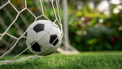 Soccer ball in a net, goal