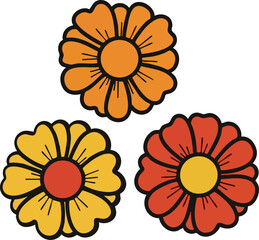 Simple Graphic of Three Flowers